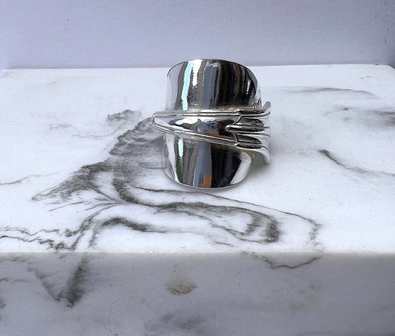 Plain Art Deco Spoon Ring - sterling silver dated 1898