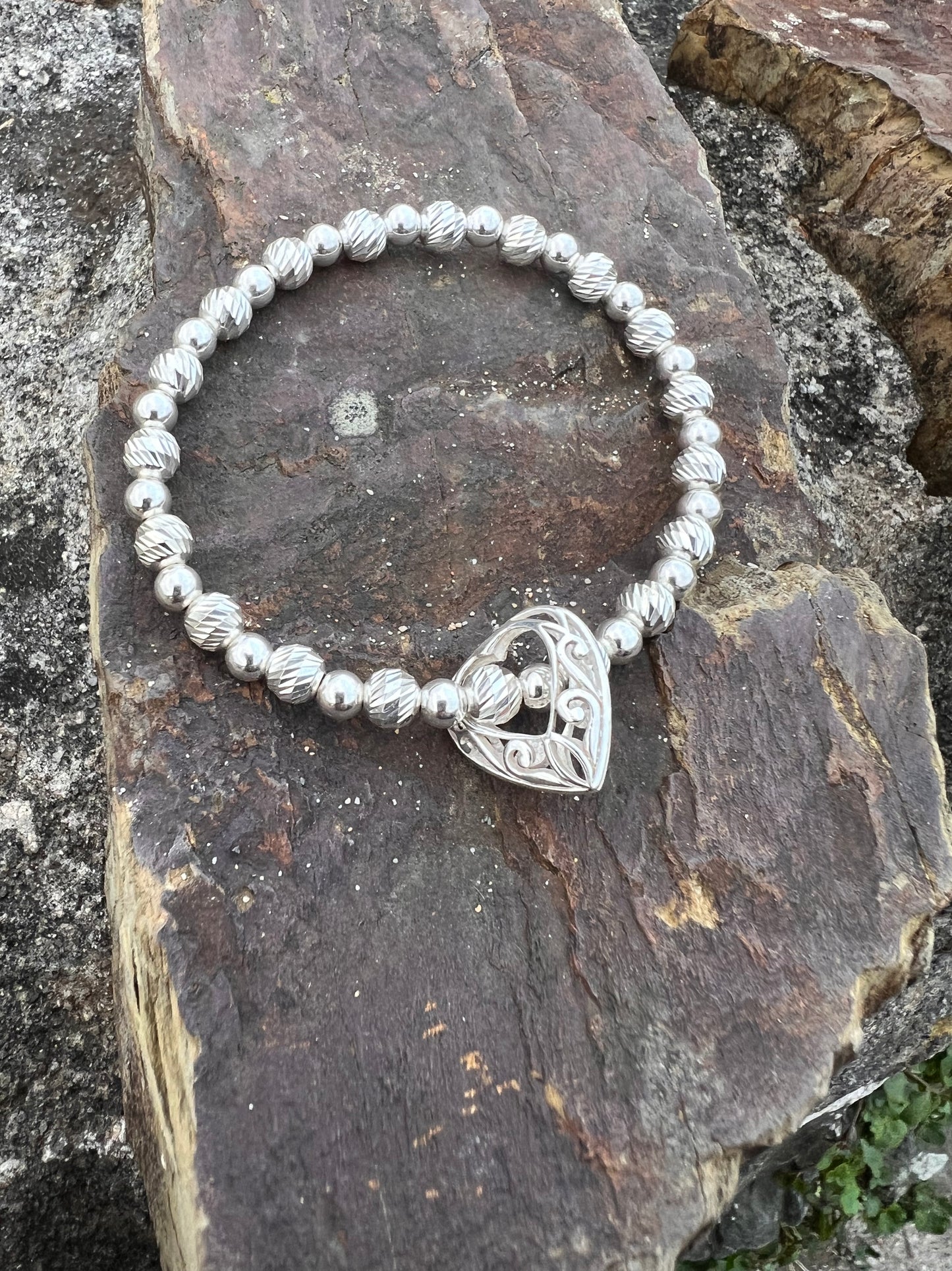 Ornate Floating Heart Bracelet