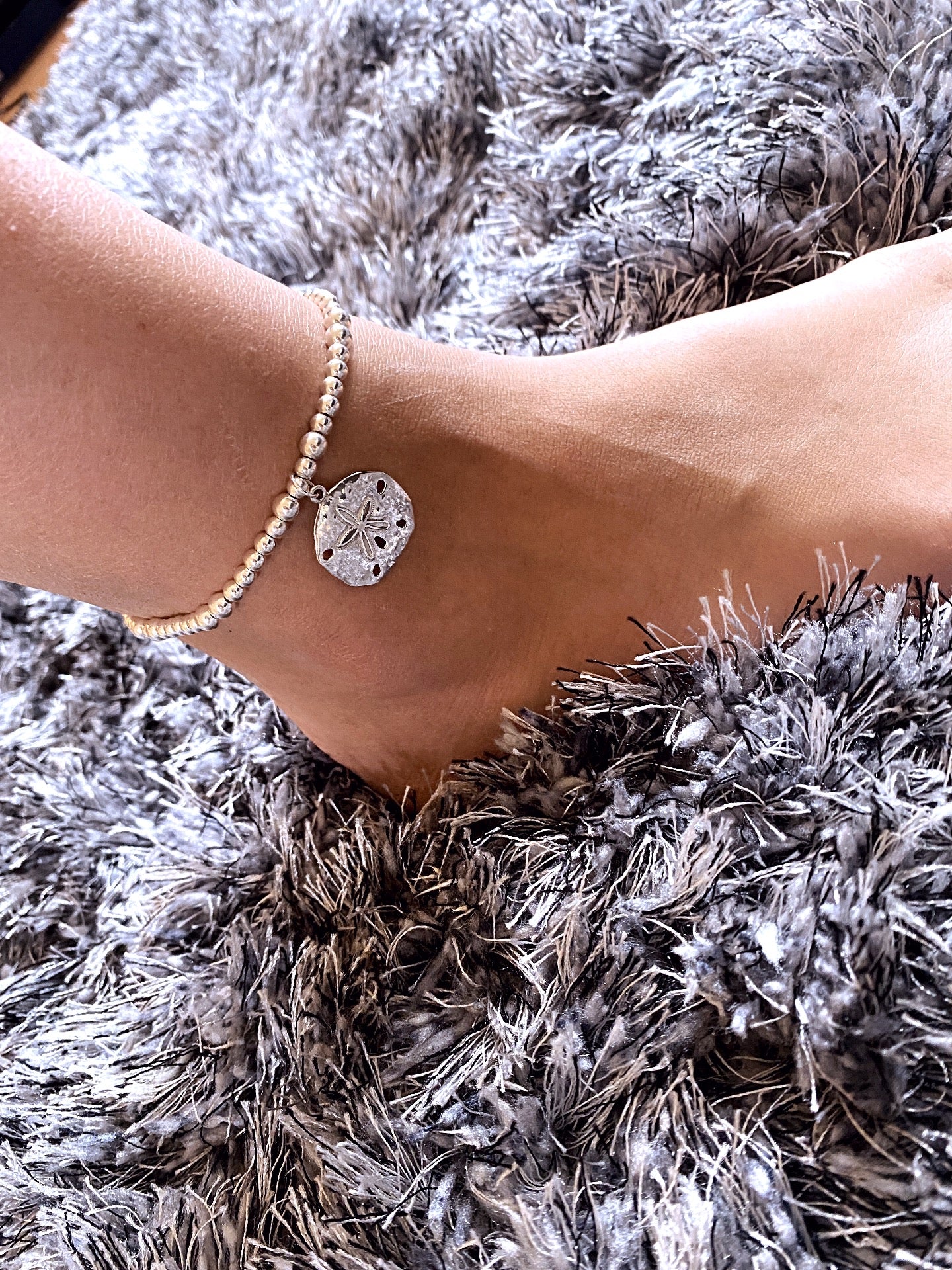 Sterling Silver & Freshwater Pearl Sand Dollar Anklet