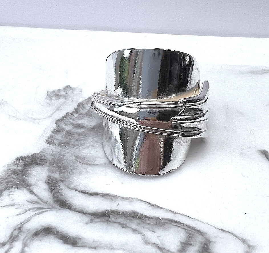Plain Art Deco Spoon Ring - sterling silver dated 1898