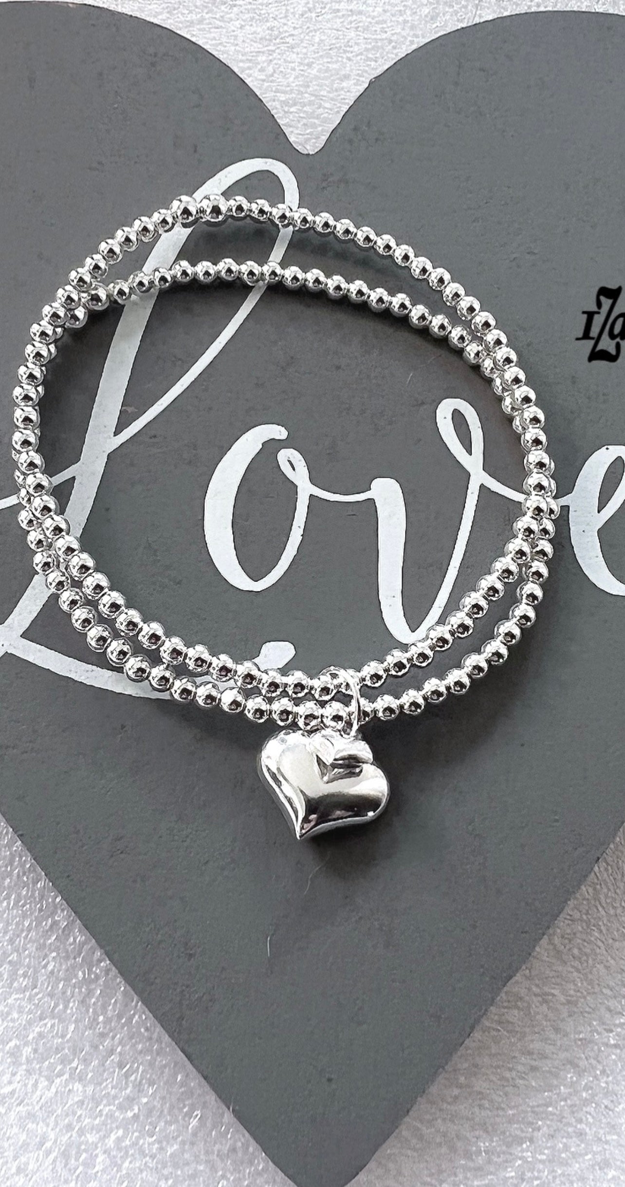 Double Puff Heart and mini start Bracelet