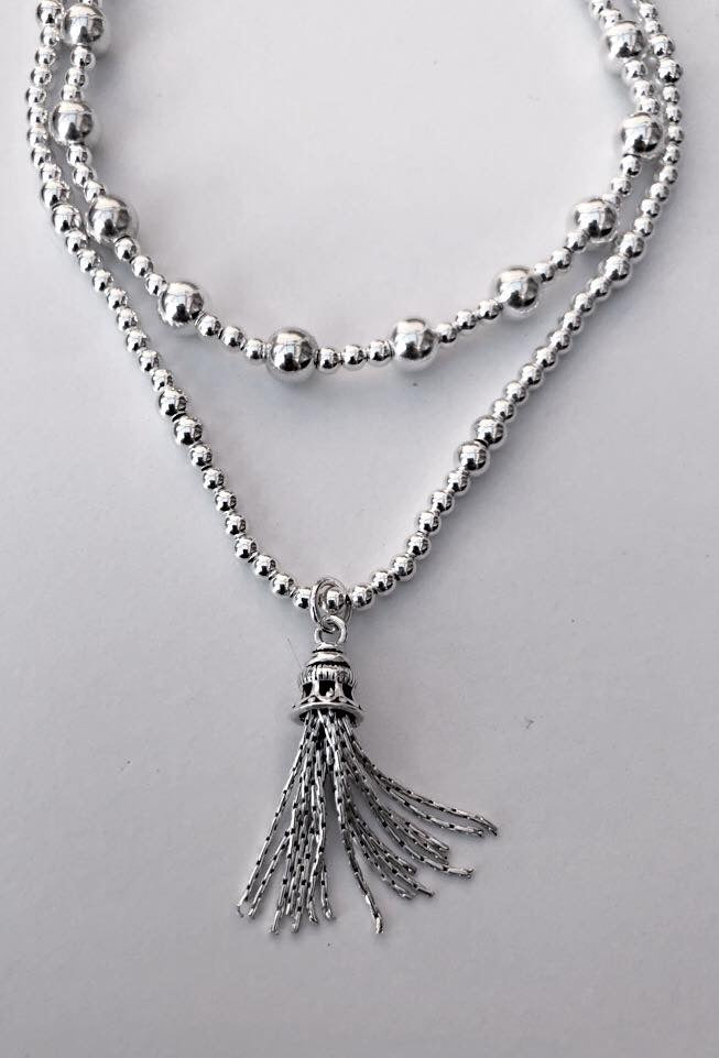 Large bead sterling choker