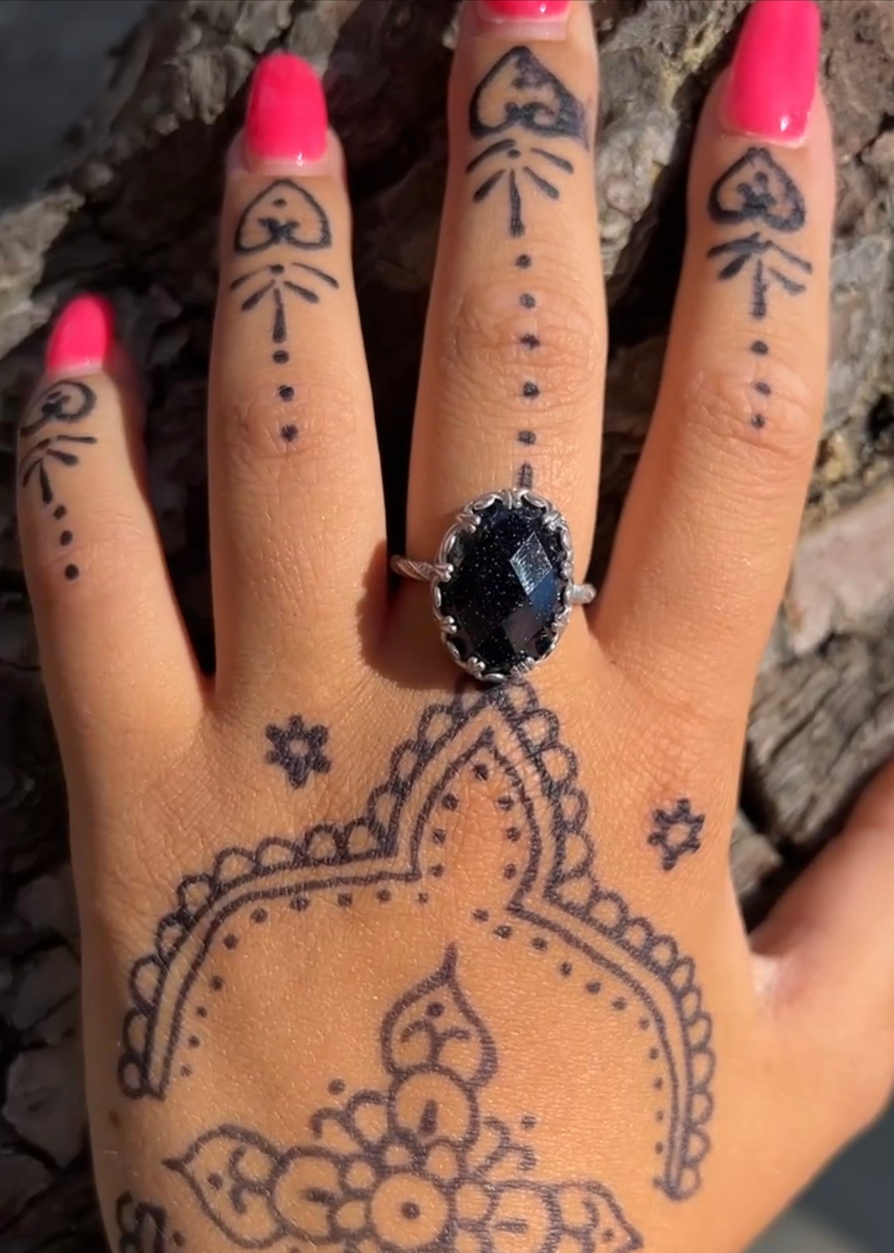Blue Goldstone Sparkle Ring