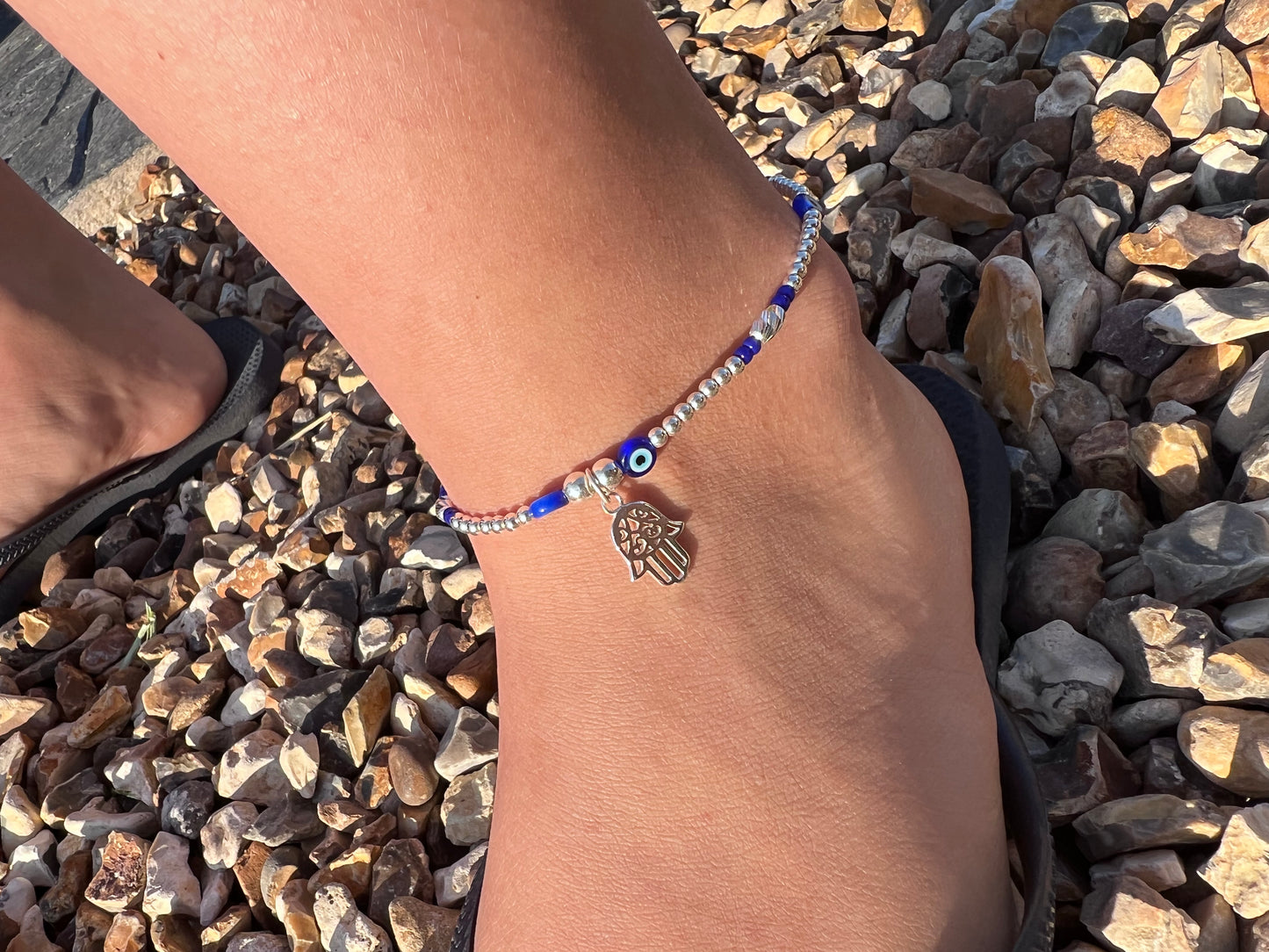 Hamsa and Evil Eye Anklet