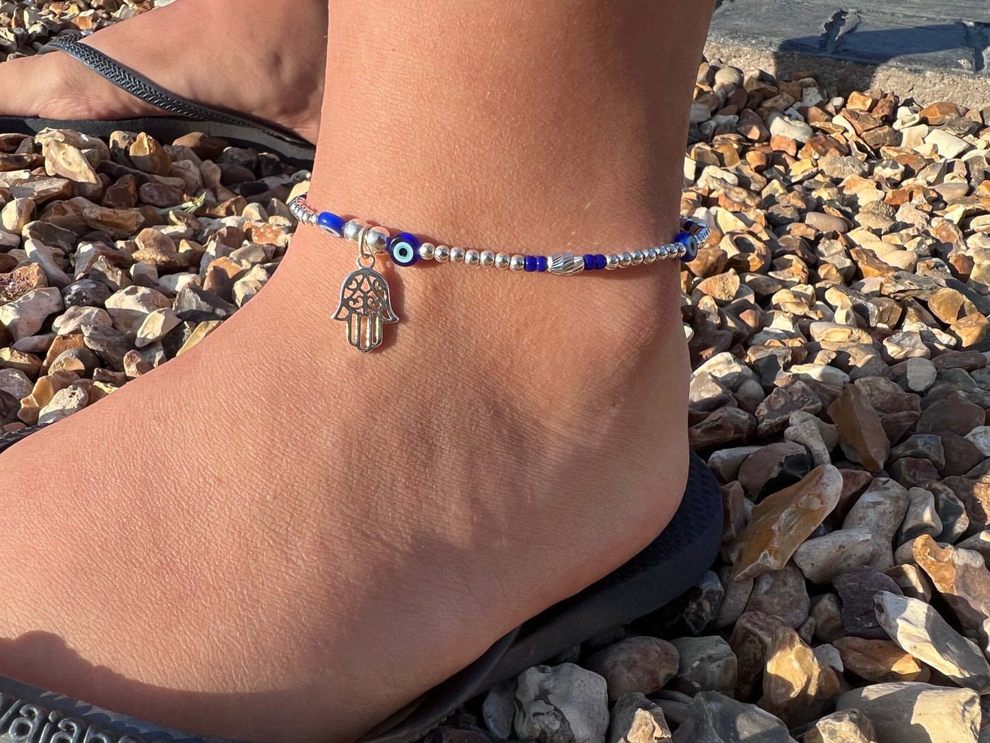 Hamsa and Evil Eye Anklet