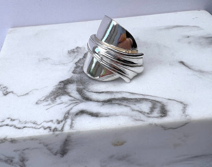 Plain Art Deco Spoon Ring - sterling silver dated 1898