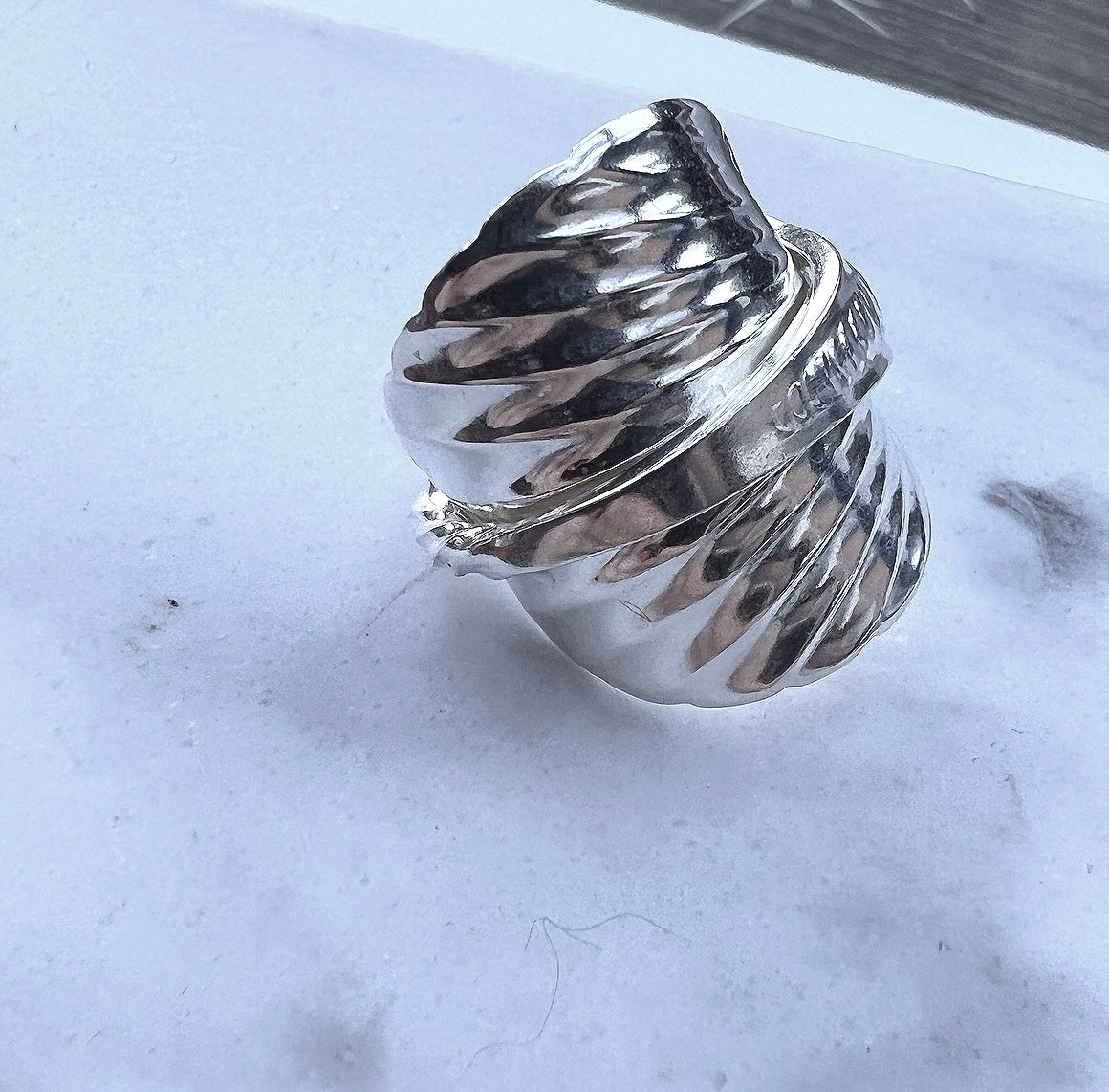 Sterling Silver Art Deco Scallop Spoon Ring