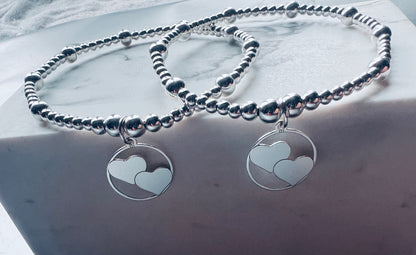 Double Heart Sterling Silver Bracelet