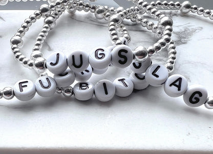 Personalised word bracelets