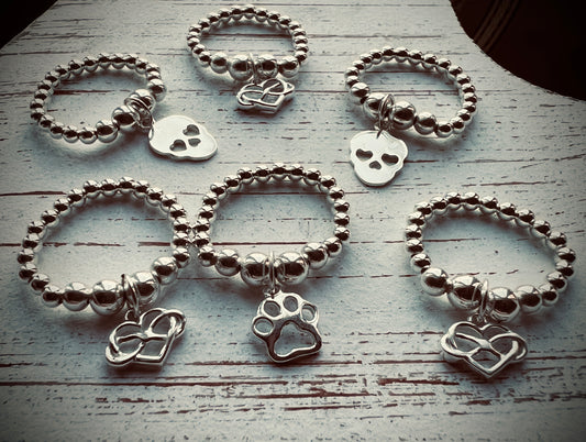 Sterling Silver Skull Charm Ring