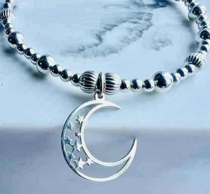 Open Moon and Star Bracelet