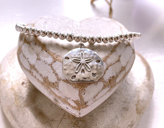 Sterling Silver & Freshwater Pearl Sand Dollar Anklet