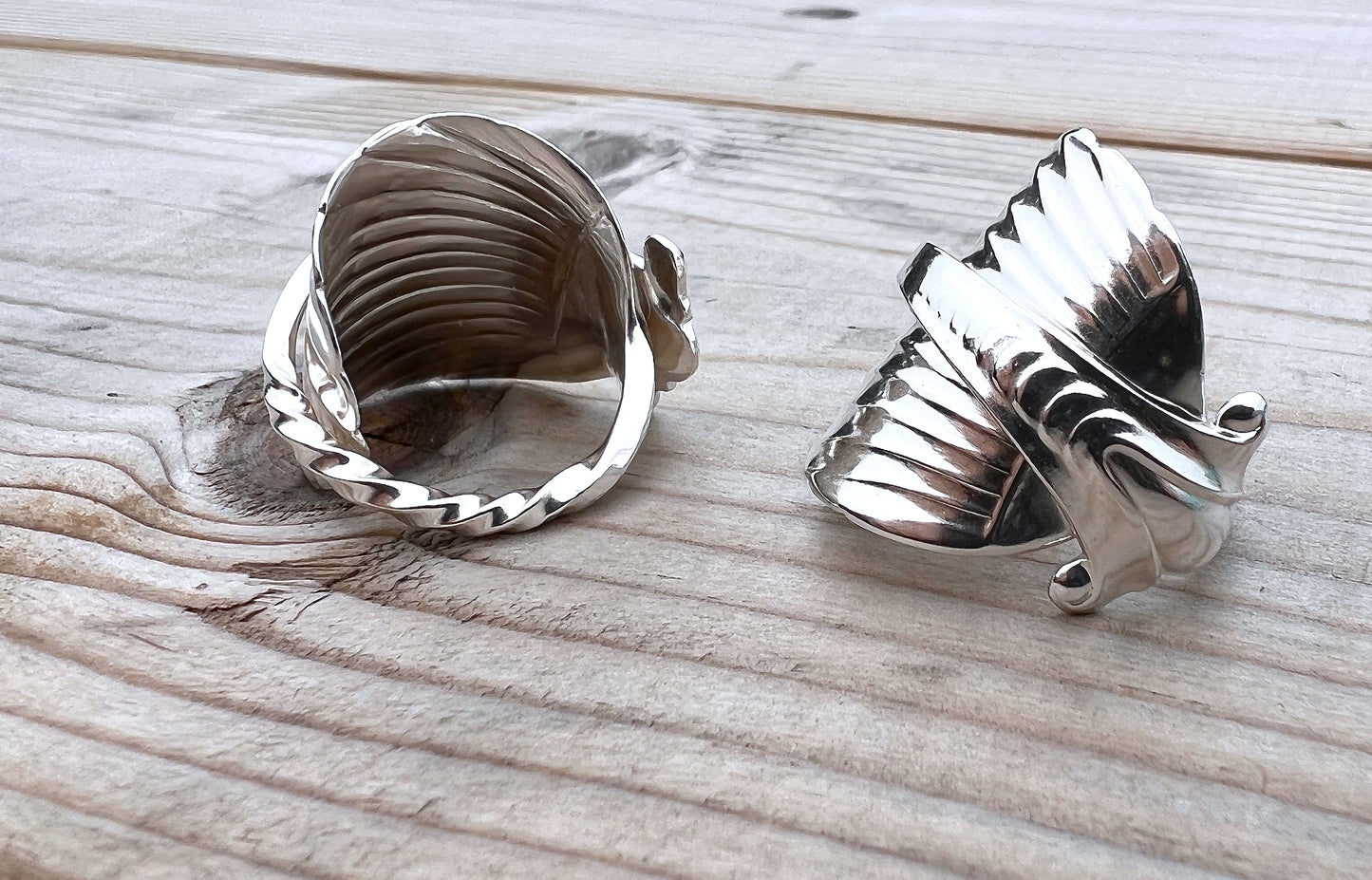 Sterling Silver Art Deco Scallop Spoon Ring