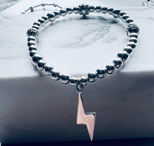 Inner strength Lightening Strike Sterling Silver Bracelet