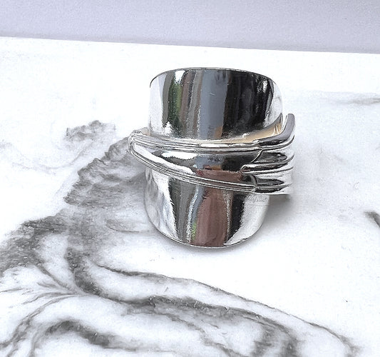 Plain Art Deco Spoon Ring - sterling silver dated 1898