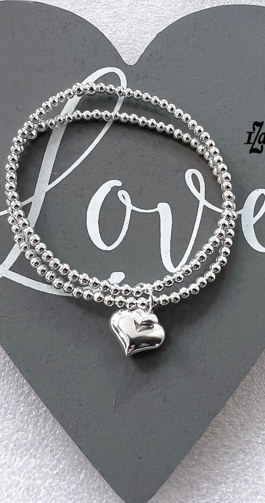 Double Puff Heart and mini start Bracelet