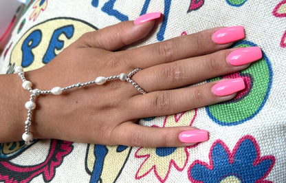 Silver and Freshwater Pearl Hand Bracelet