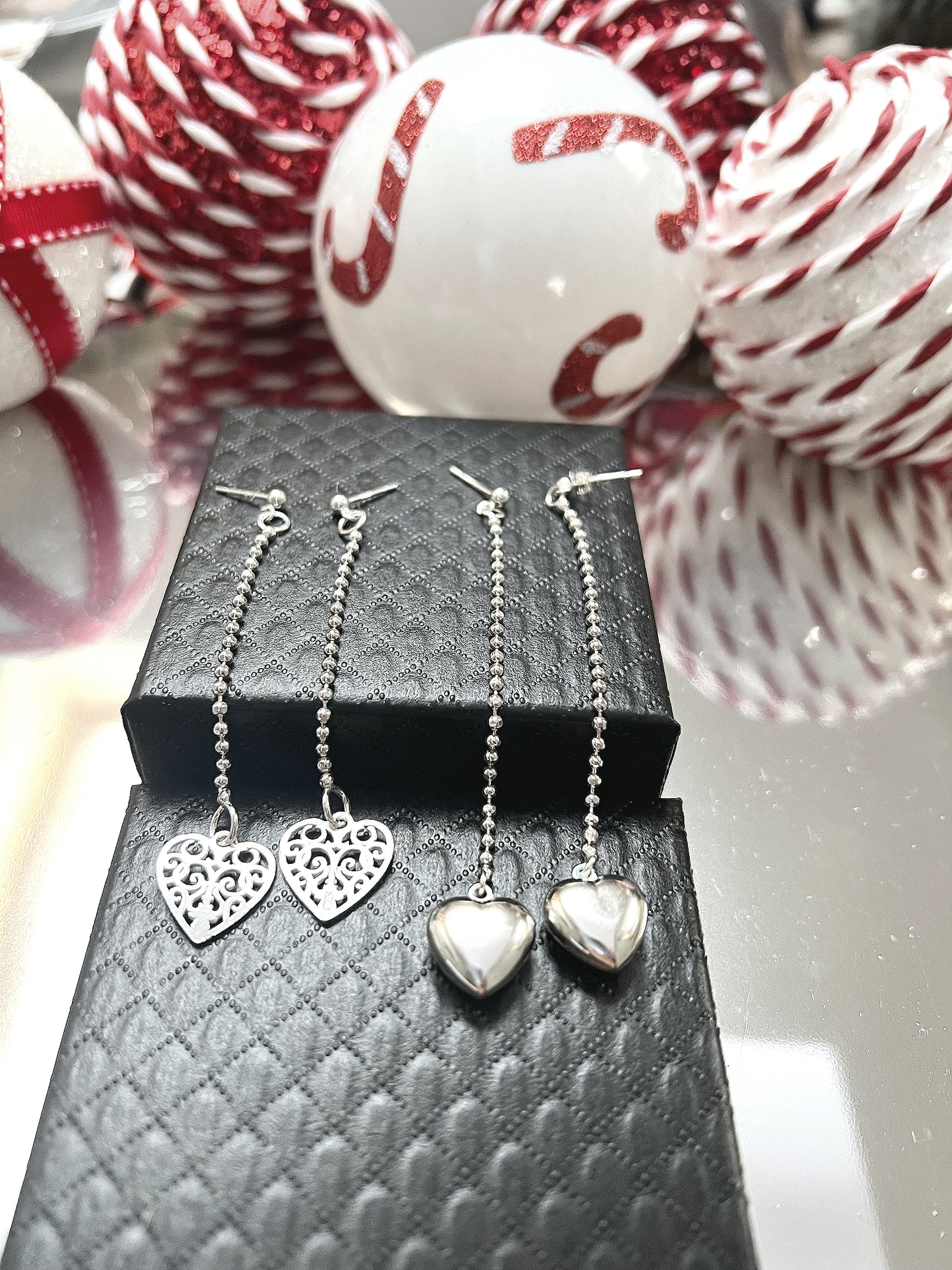 Puff Heart Drop Earrings
