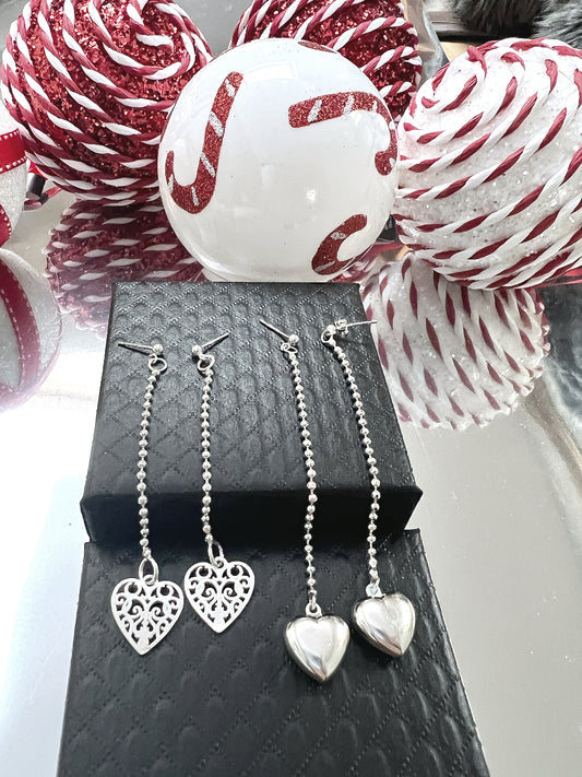 Puff Heart Drop Earrings