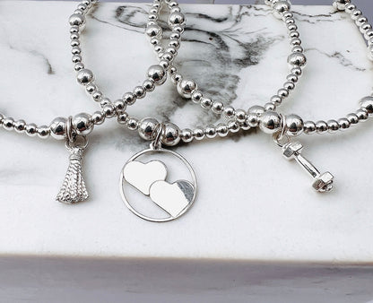 Double Heart Sterling Silver Bracelet