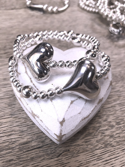 Oversized Heart Bead Bracelet & Ring