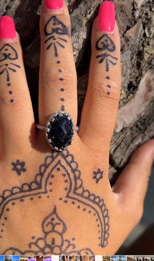 Blue Goldstone Sparkle Ring