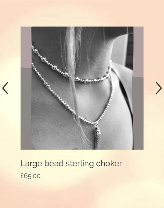 Large bead sterling choker