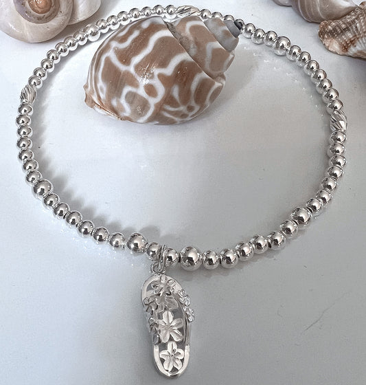 Sterling Silver Flip Flop Anklet