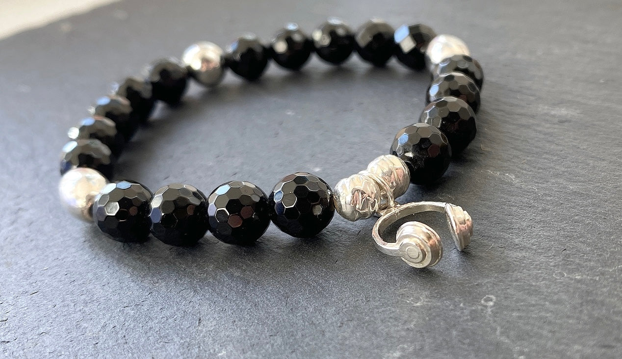 Sterling Silver and Black Onyx DJ Headphones Bracelet