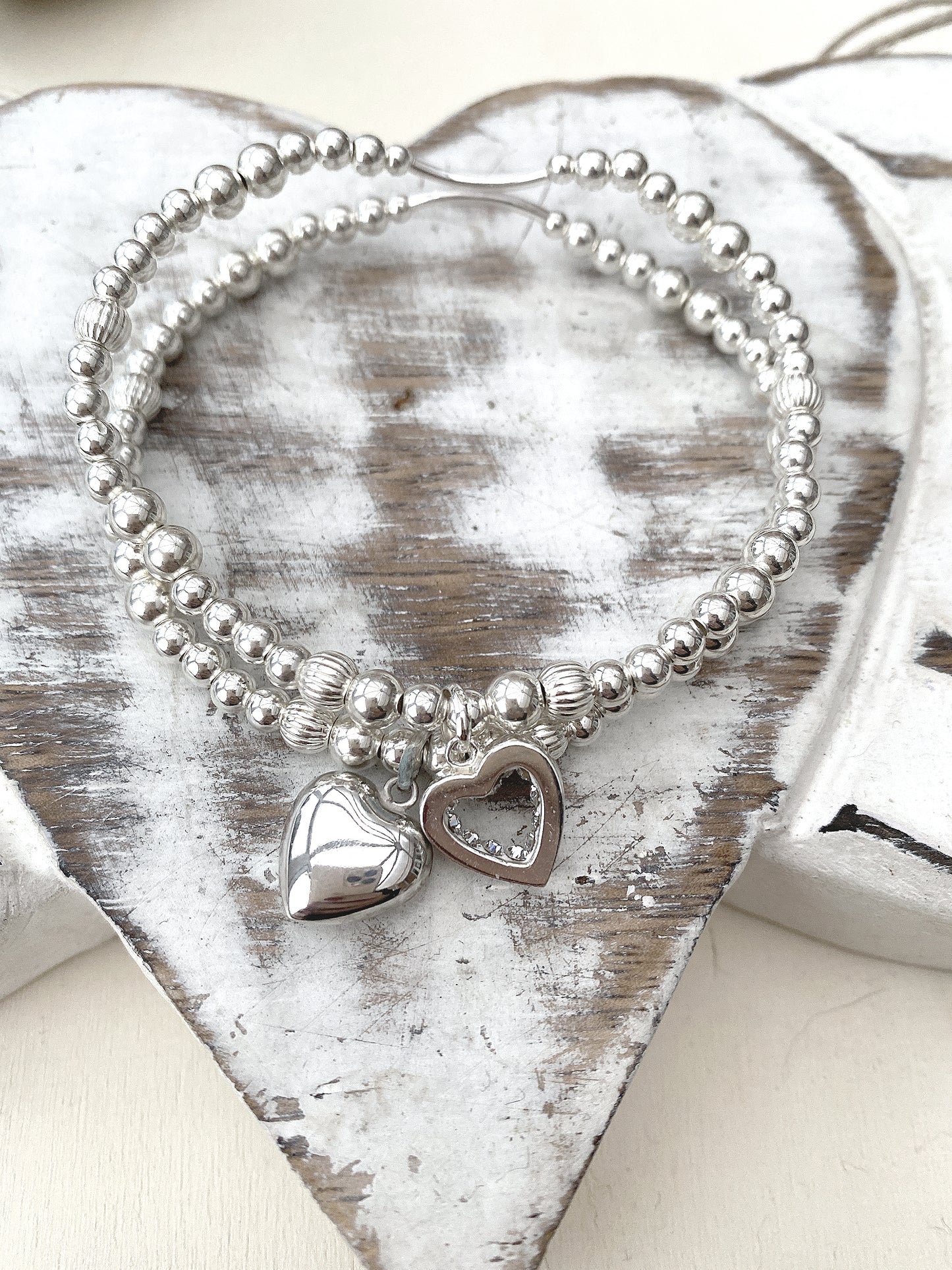 Double heart star criss cross Bracelet