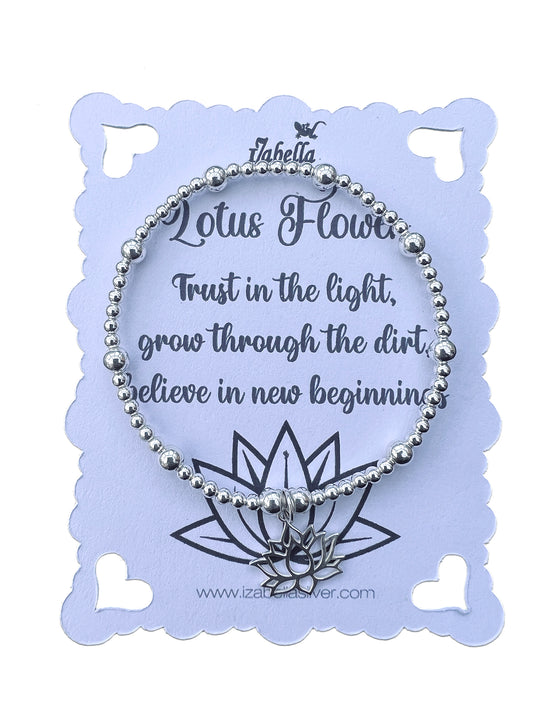 Lotus Flower Sterling Silver Bracelet