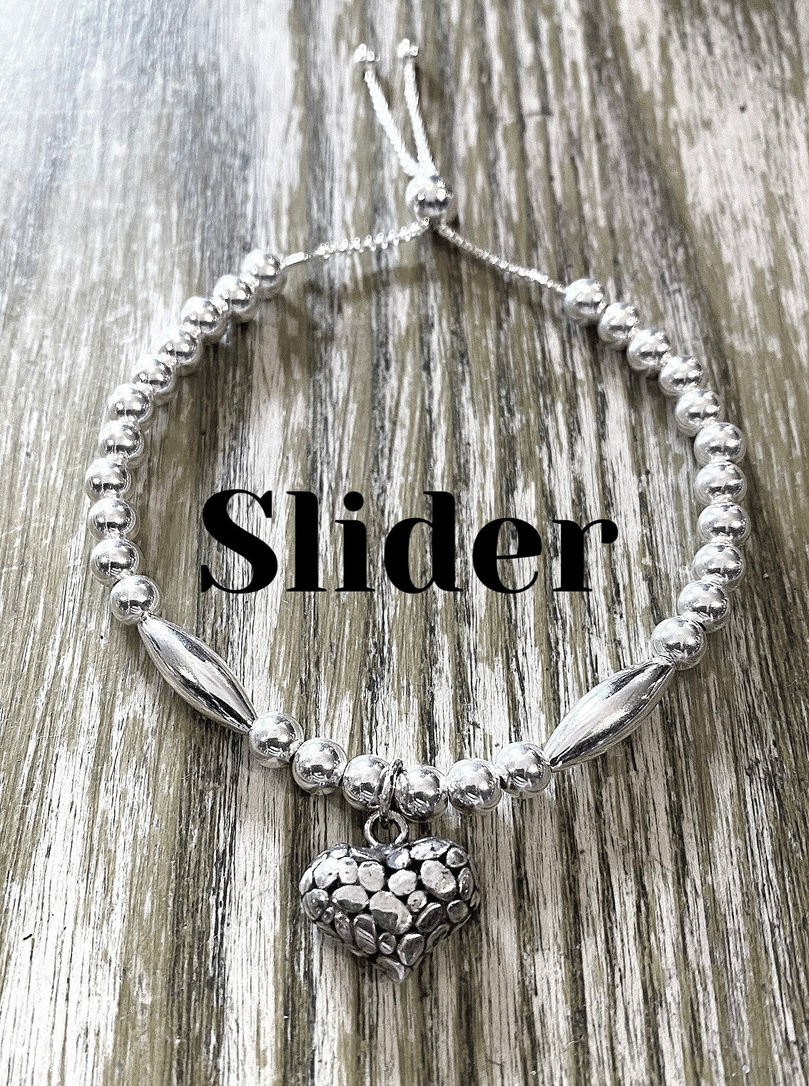 Ornate Heart Slider Bracelet